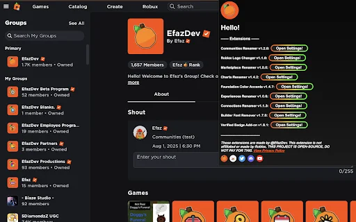 Download Efaz’s Roblox Extension Terbaru – Kustomisasi Roblox Lengkap - Screenshot 3
