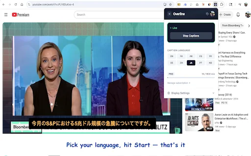 Overline: Subtitle & Terjemahan AI Real-Time di Browser Anda - Screenshot 2