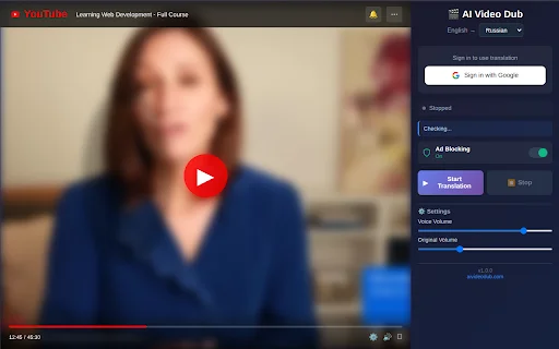 AI Video Dub: Terjemahan Video YouTube & Dubbing Suara AI - Screenshot 1