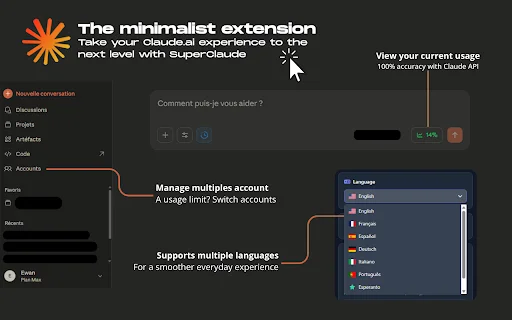 Gaugr untuk Claude.ai: Monitor Penggunaan & Produktivitas - Screenshot 1