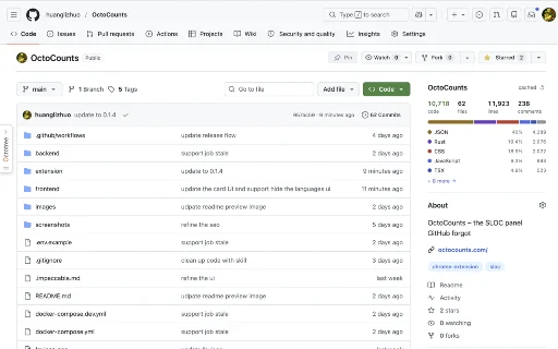 Download OctoCounts Terbaru – Cek Baris Kode GitHub Gratis - Screenshot 2